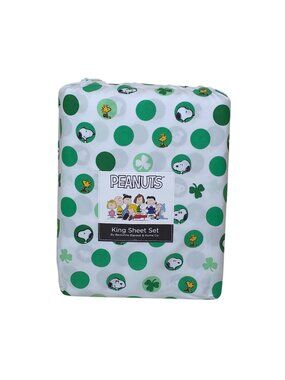 Peanuts Snoopy & Woodstock King Sheets Shamrock St Patrick's Day By Berkshire